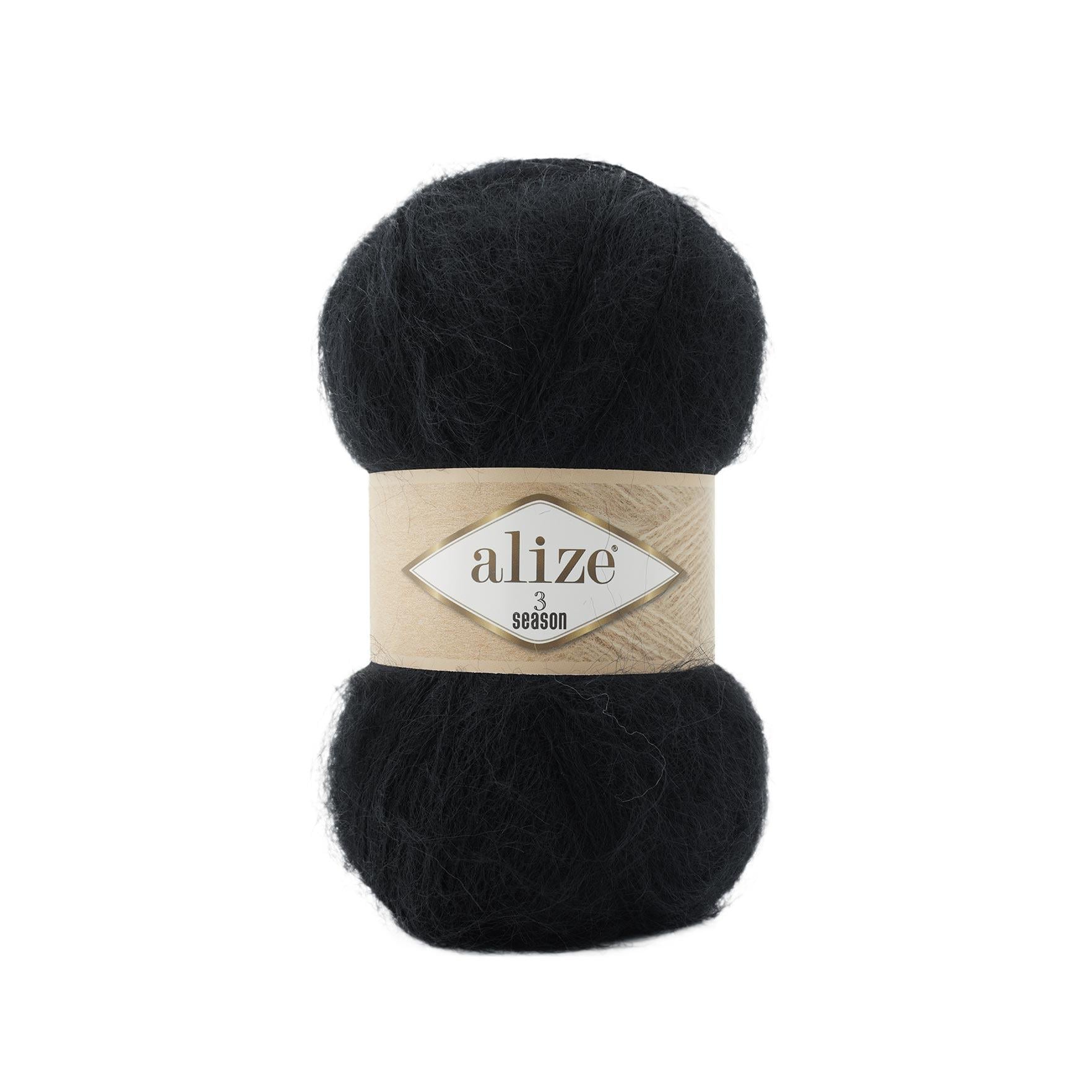 Пряжа Alize 3 season 60 чорний (3975)