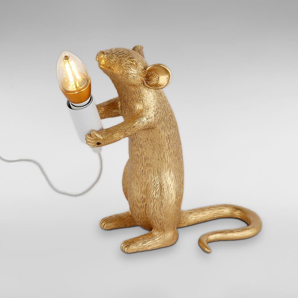 Настольная лампа Light House декоративная статуэтка крыса Золотой (59836)