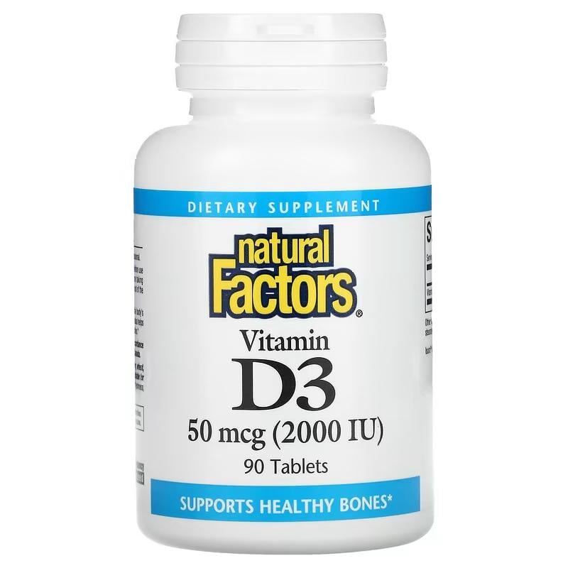 Витамин D Natural Factors Vitamin D3 2000 IU 50 mcg 90 Tabs - фото 1