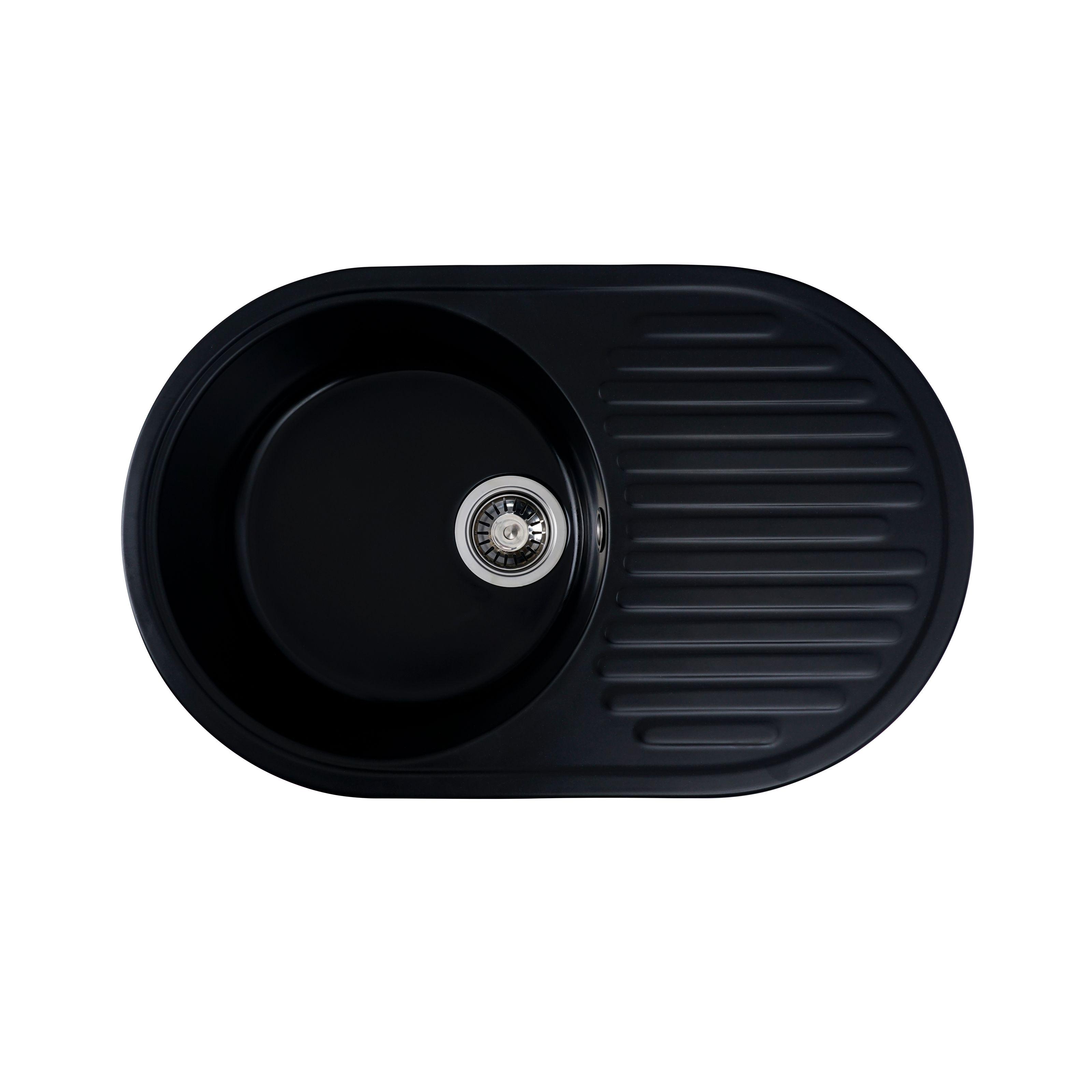 Мойка кухонная Platinum PLS-A24832 гранитная овальная 770x460 мм Черный (152255)
