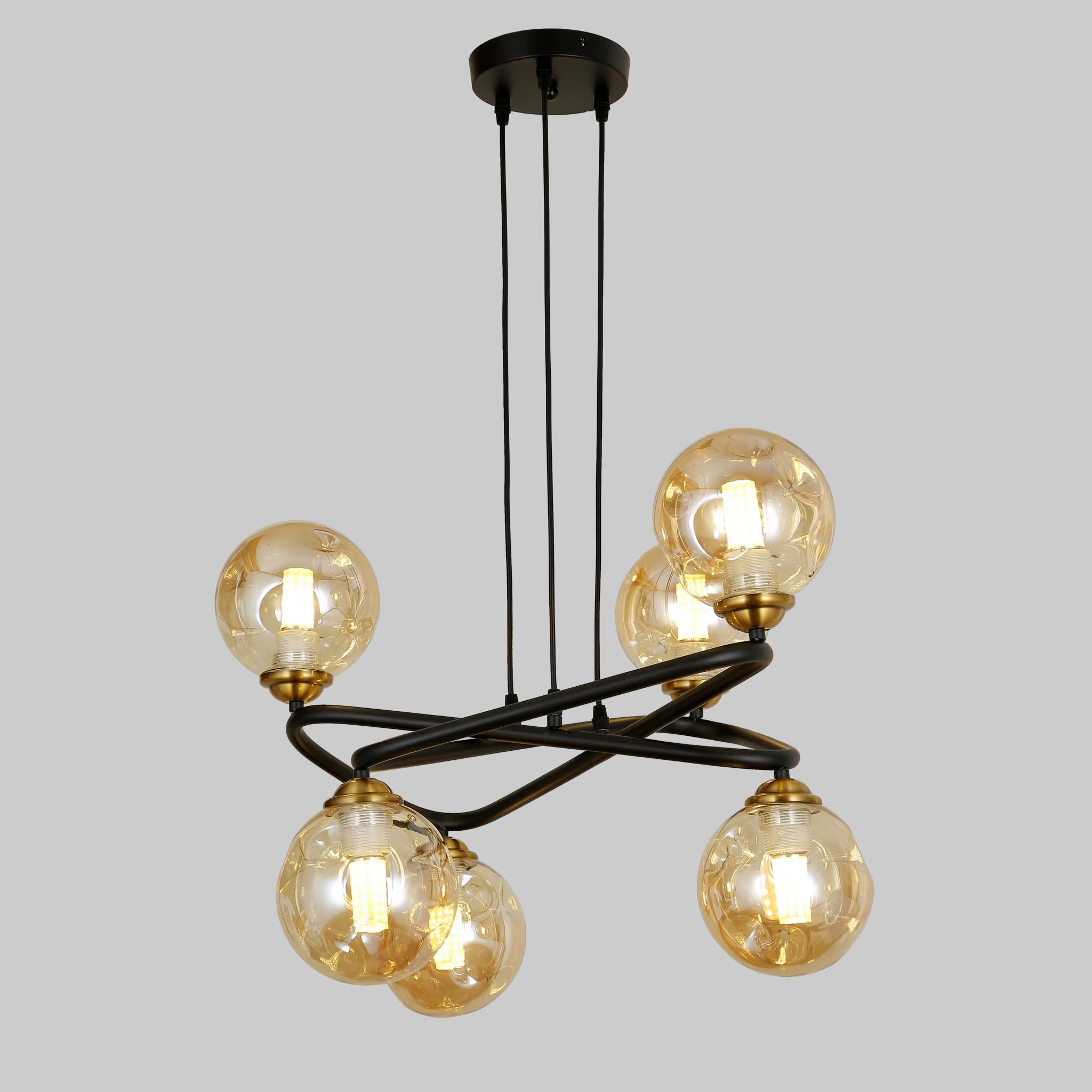 Люстра Ellipses с кофейными плафонами на 6 лампочек Черный