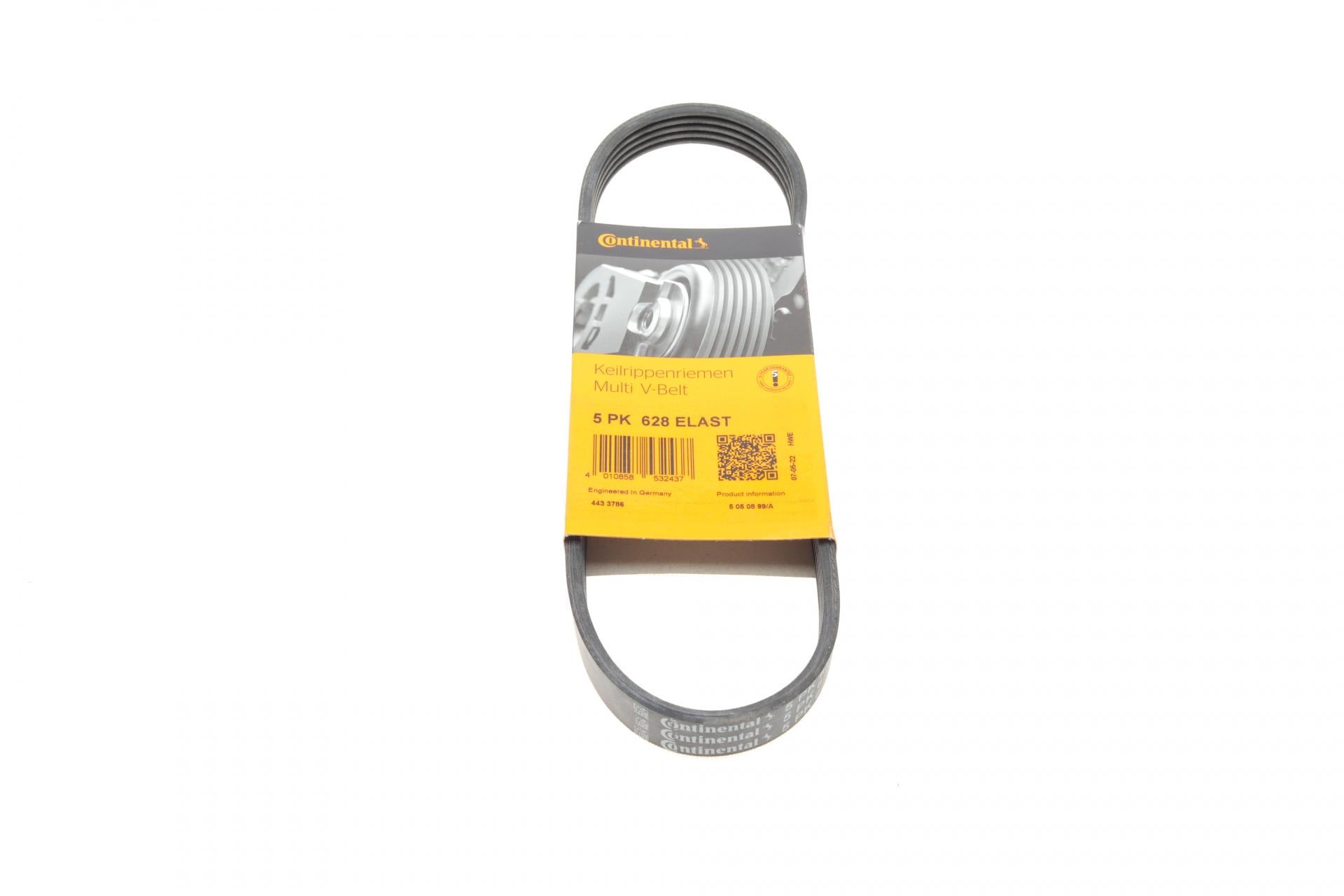 Ремень генератора Continental Ford Mondeo IV 2.5 07-15/Volvo S60/S80/V60/V70/XC60/XC70 07-16 5PK628 (ELAST)