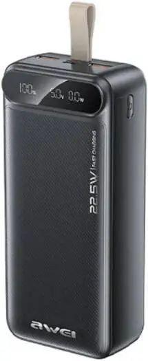 Повербанк Awei PA12 30000 mAh 22,5W 5 В/3 А Li-pol PD с быстрой зарядкой Черный (opt-105529)