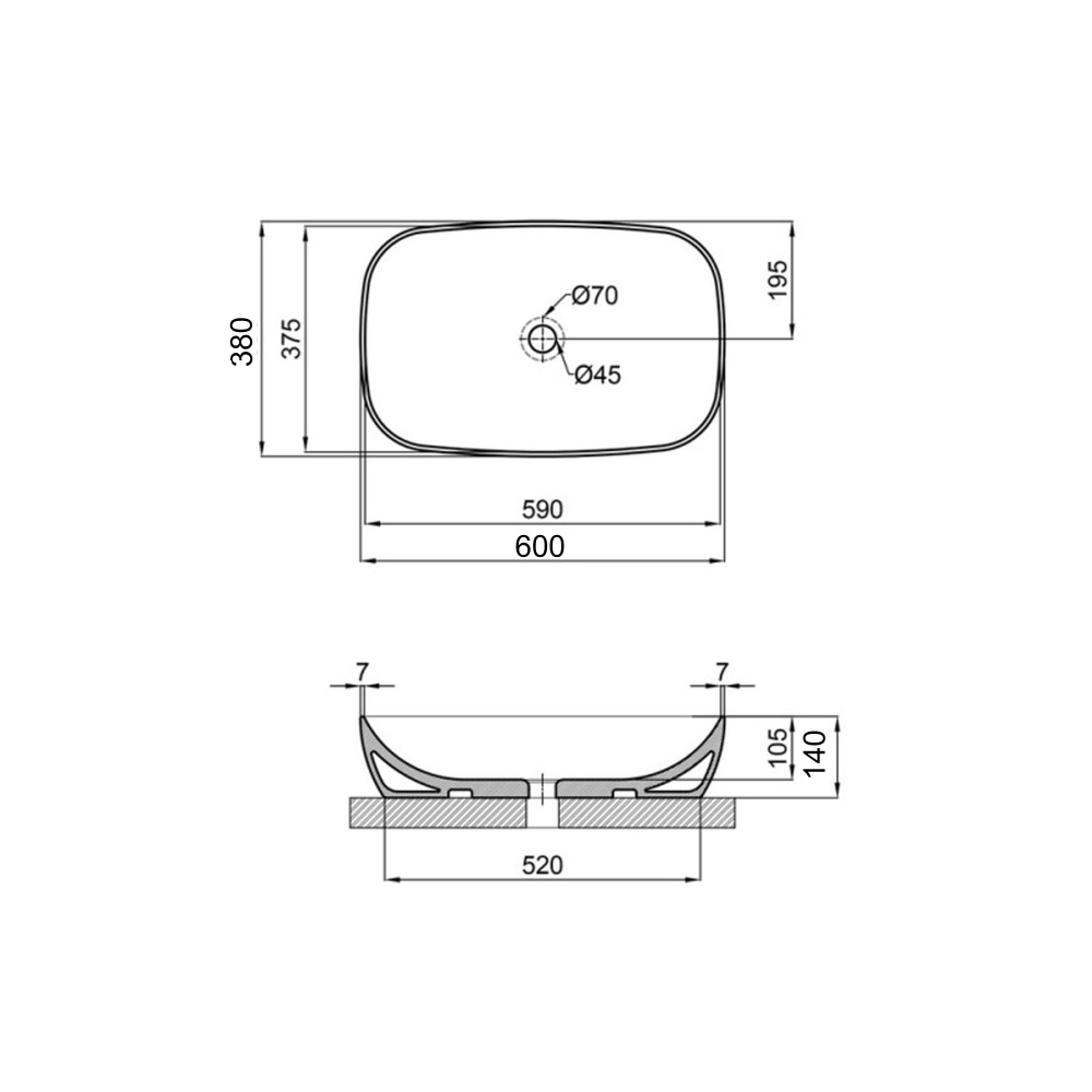 Раковина накладна Qtap Cardinal овальна без донного клапана 600x380x140 мм Білий (SD00053607) - фото 5