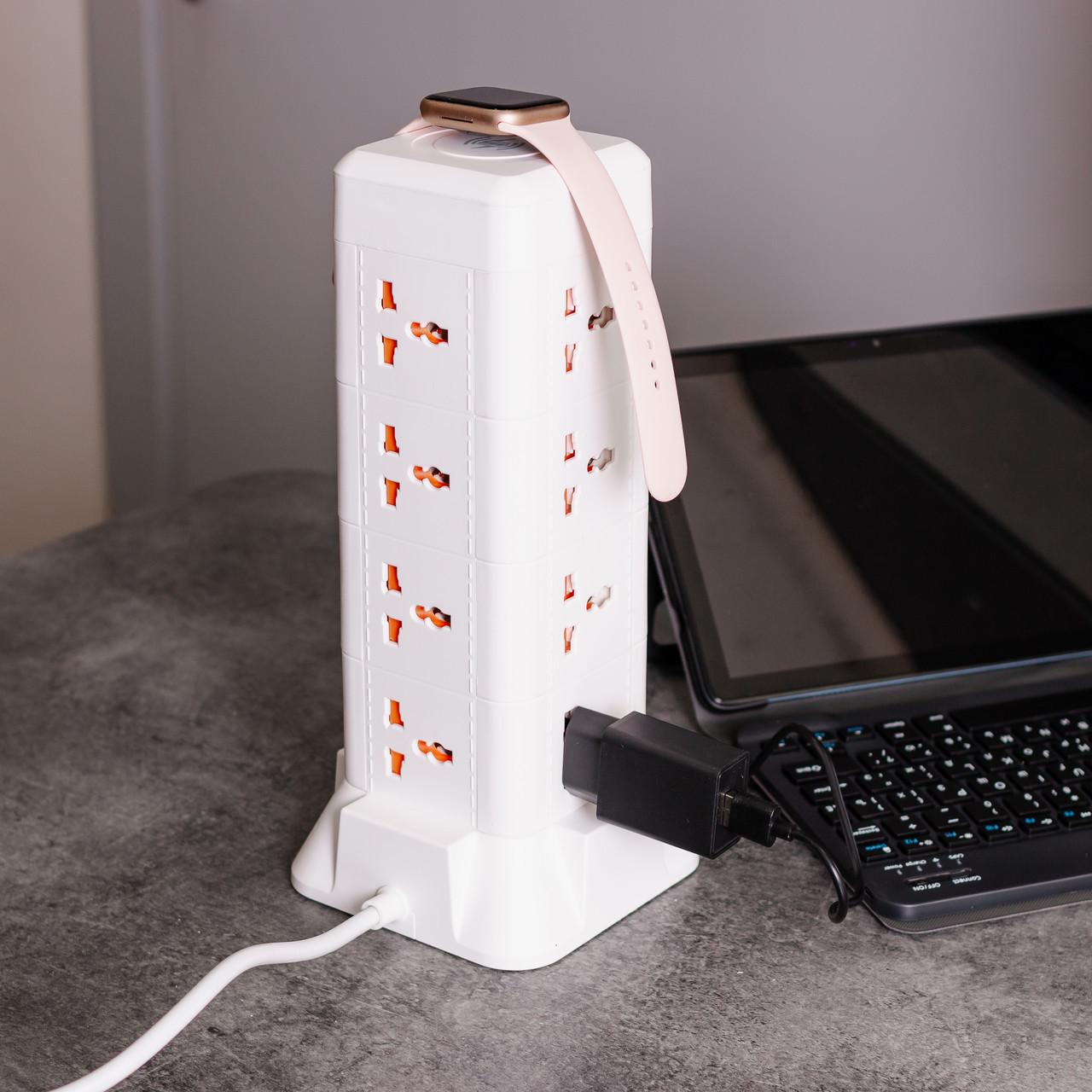 Фильтр сетевой 2,8 м с лампой на 12 универсальных розеток с 2 USB 1 Type-C - фото 2