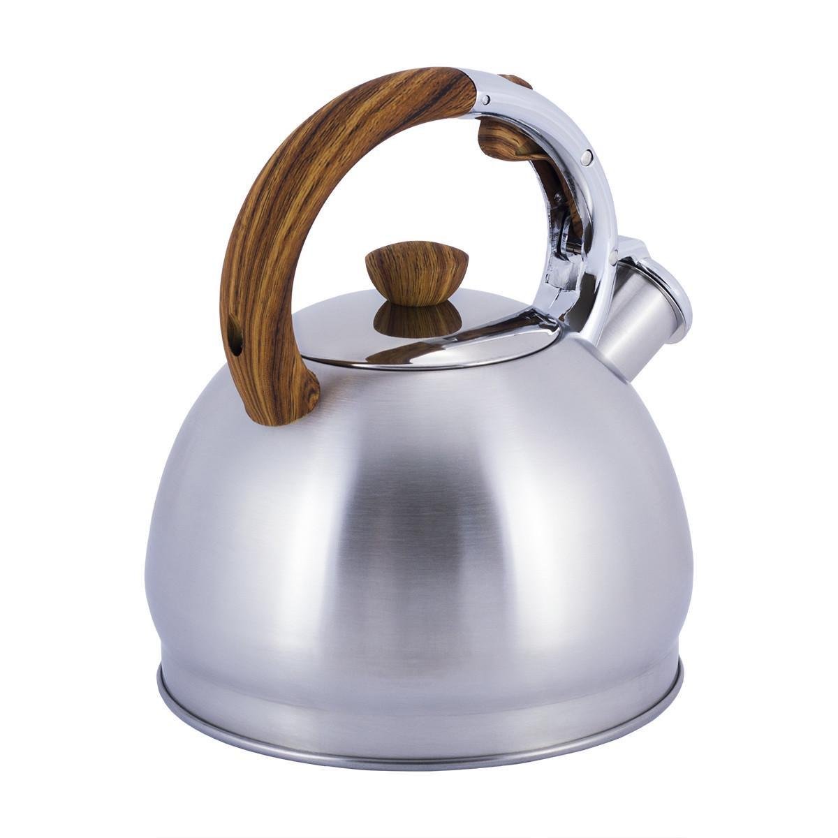 Чайник со свистком Kamille KM-0694N из нержавеющей стали 2 л Стальной/Коричневый (150-84-069N) - фото 6 Чайник со свистком Kamille KM-0694N из нержавеющей стали 2 л Стальной/Коричневый (150-84-069N) - фото 6