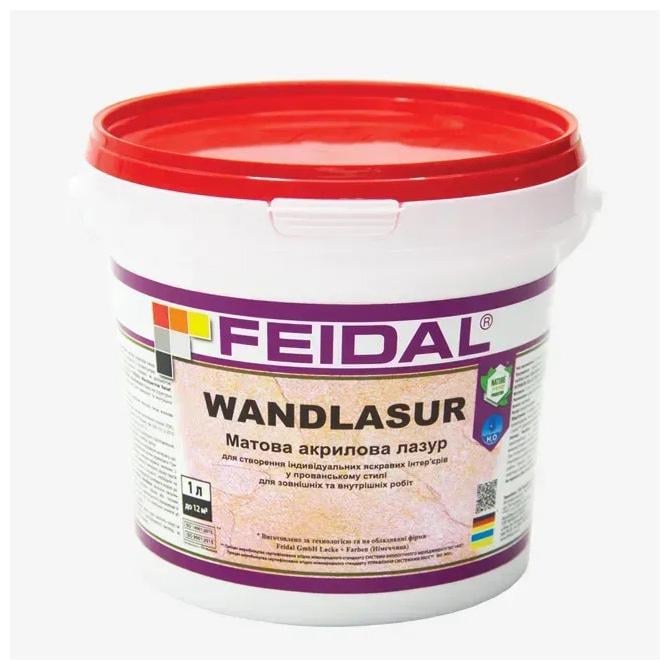 Лазур декоративна акрилова Feidal Wandlasur матова для прованського стилю 1 л