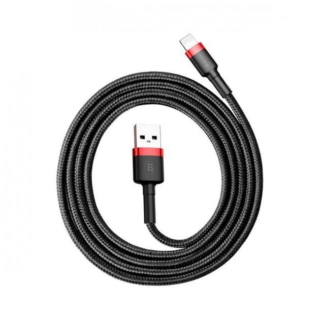 Кабель для швидкої зарядки BASEUS Cafule Cable USB to Lightning 2,4 A 1 м Black/Red (CALKLF-B19) - фото 9