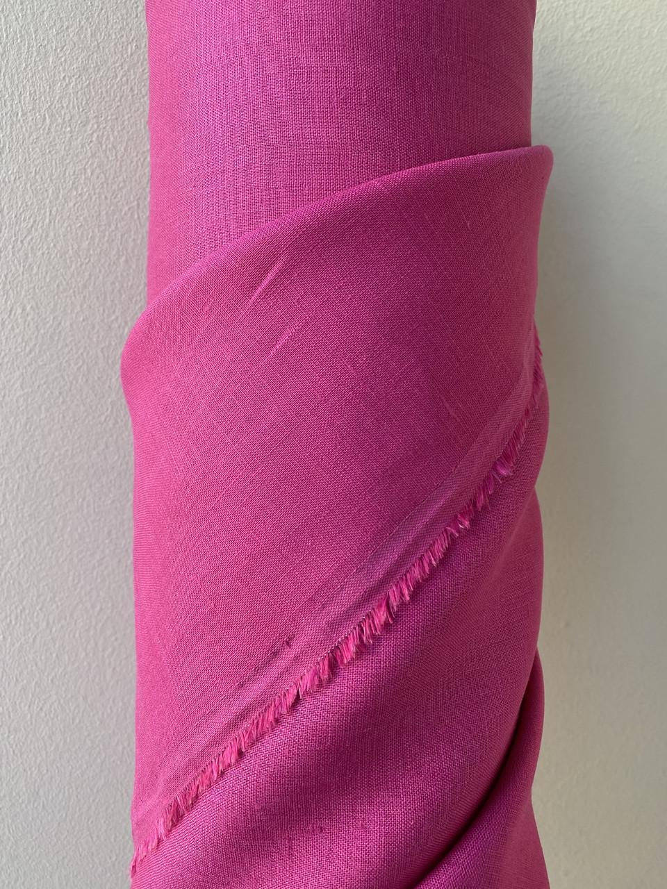 Ткань рубашечно-платьевая LINEN PLUS 100% лен 143 см 688 Фуксия - фото 5