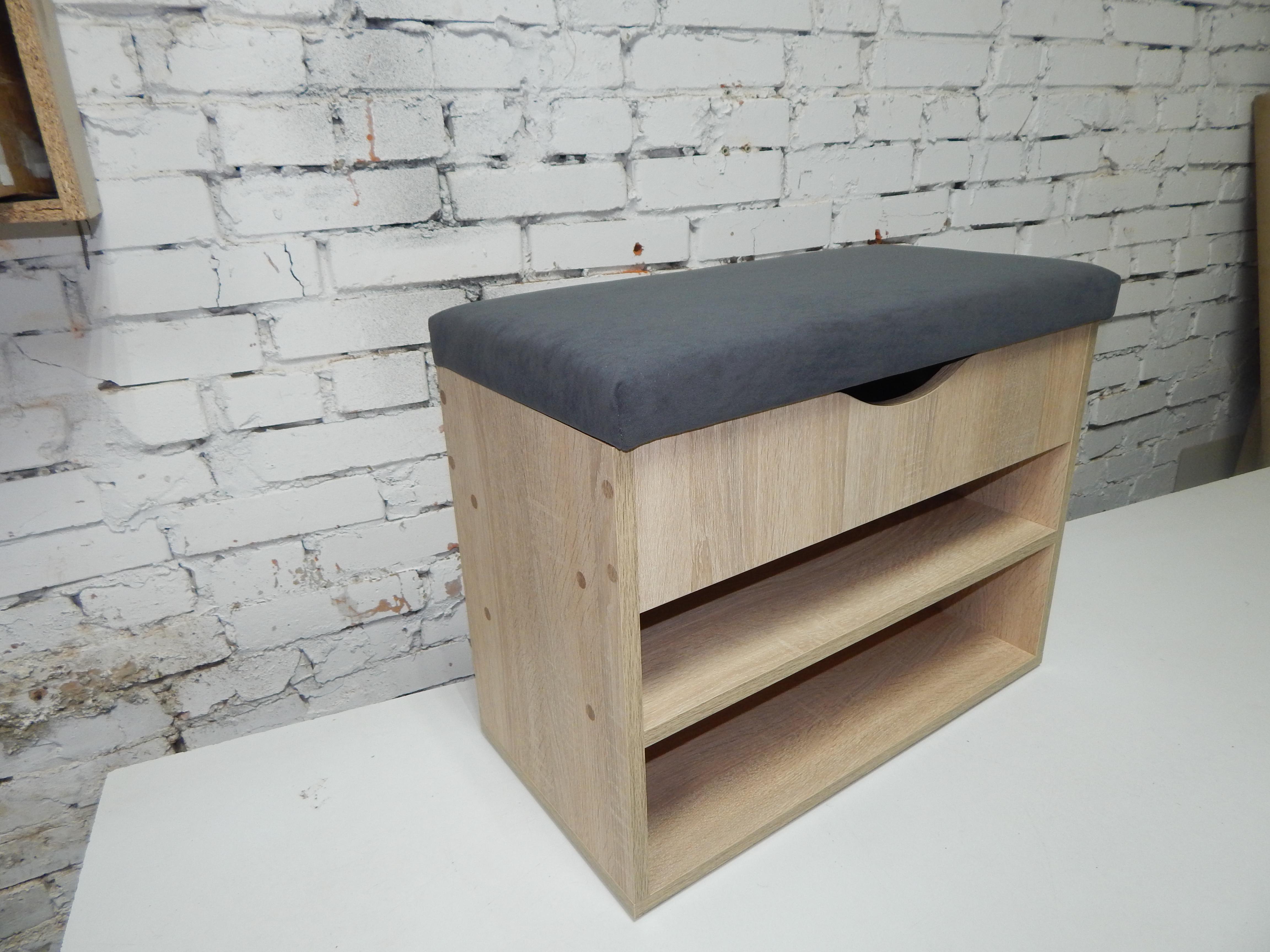 Тумба для обуви ДСП/ткань 30х80х45 см Дубсонома светлый/Графит - фото 1 Тумба для обуви ДСП/ткань 30х80х45 см Дубсонома светлый/Графит - фото 1