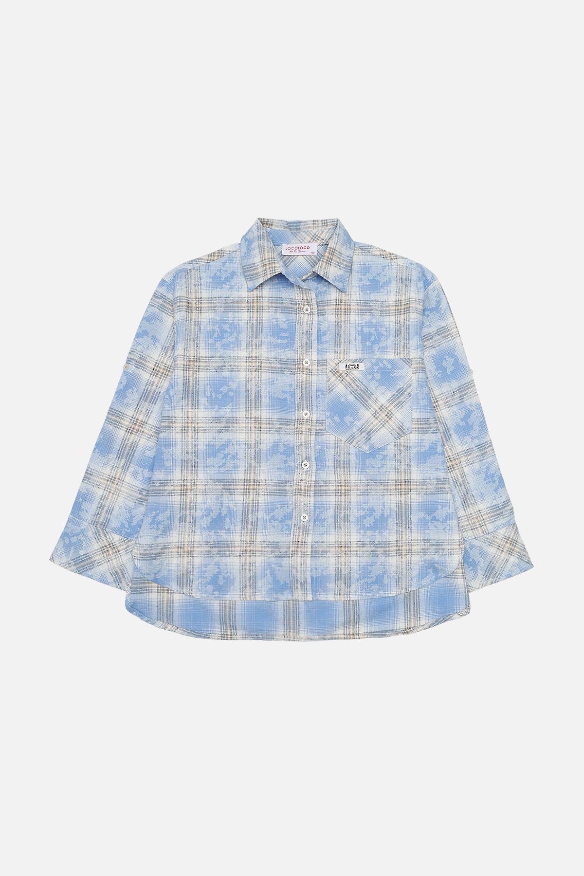 Рубашка с длинным рукавом ЦБ-00269545 для девочки 146 см Голубой (SKT001043658)