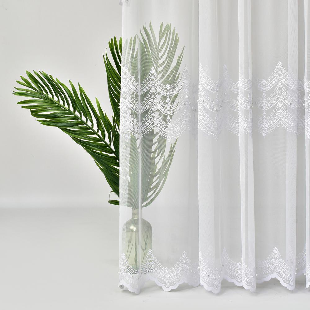 Тканина тюль фатин з вишивкою TAMA beyaz 122 гр/м2 305 см (27060) - фото 3