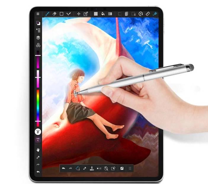 Стилус ємнісний двосторонній для малювання Сріблястий (01525) - фото 3 Стилус ємнісний двосторонній для малювання Сріблястий (01525) - фото 3