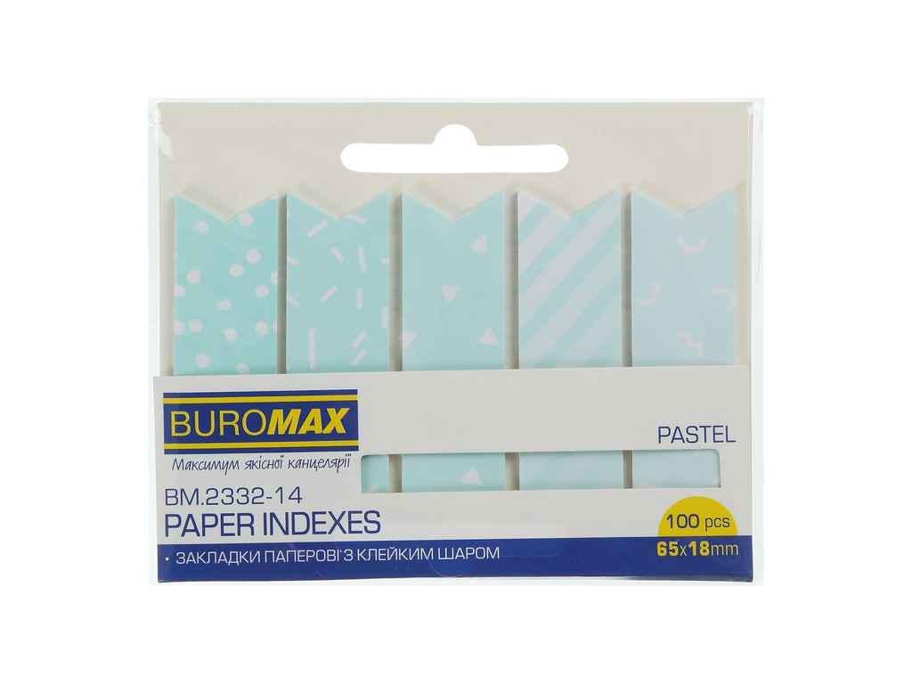 Закладки Buromax паперові PASTEL з клейким шаром 65x18 мм 100 арк. Блакитний (899905) Закладки Buromax паперові PASTEL з клейким шаром 65x18 мм 100 арк. Блакитний (899905)