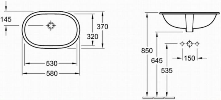 Раковина Villeroy&Boch O.Novo 41625001 53х32 см Білий (49001) - фото 3