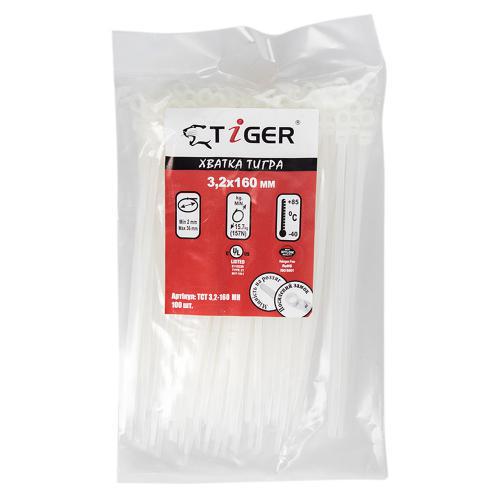 Хомут пластиковый Tiger ТСТ W3.2х160 MH 100 шт. Белый (00000049834) Хомут пластиковый Tiger ТСТ W3.2х160 MH 100 шт. Белый (00000049834)