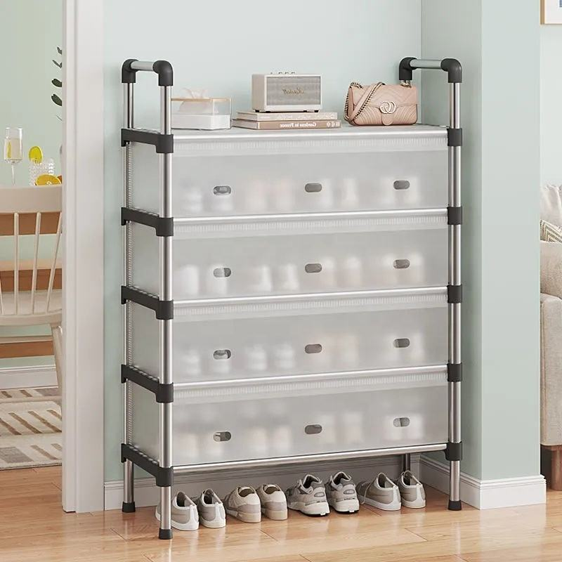 Шафа для взуття LS7932 на 4 полиці Modern Touch з металу та пластику Black (784780656) - фото 3