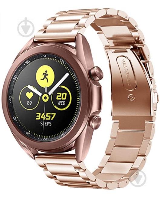 Ремінець BeWatch для Samsung Galaxy Watch 42 | Galaxy Watch 3 41mm стальний 20мм класичний Рожеве Золото (1110438)