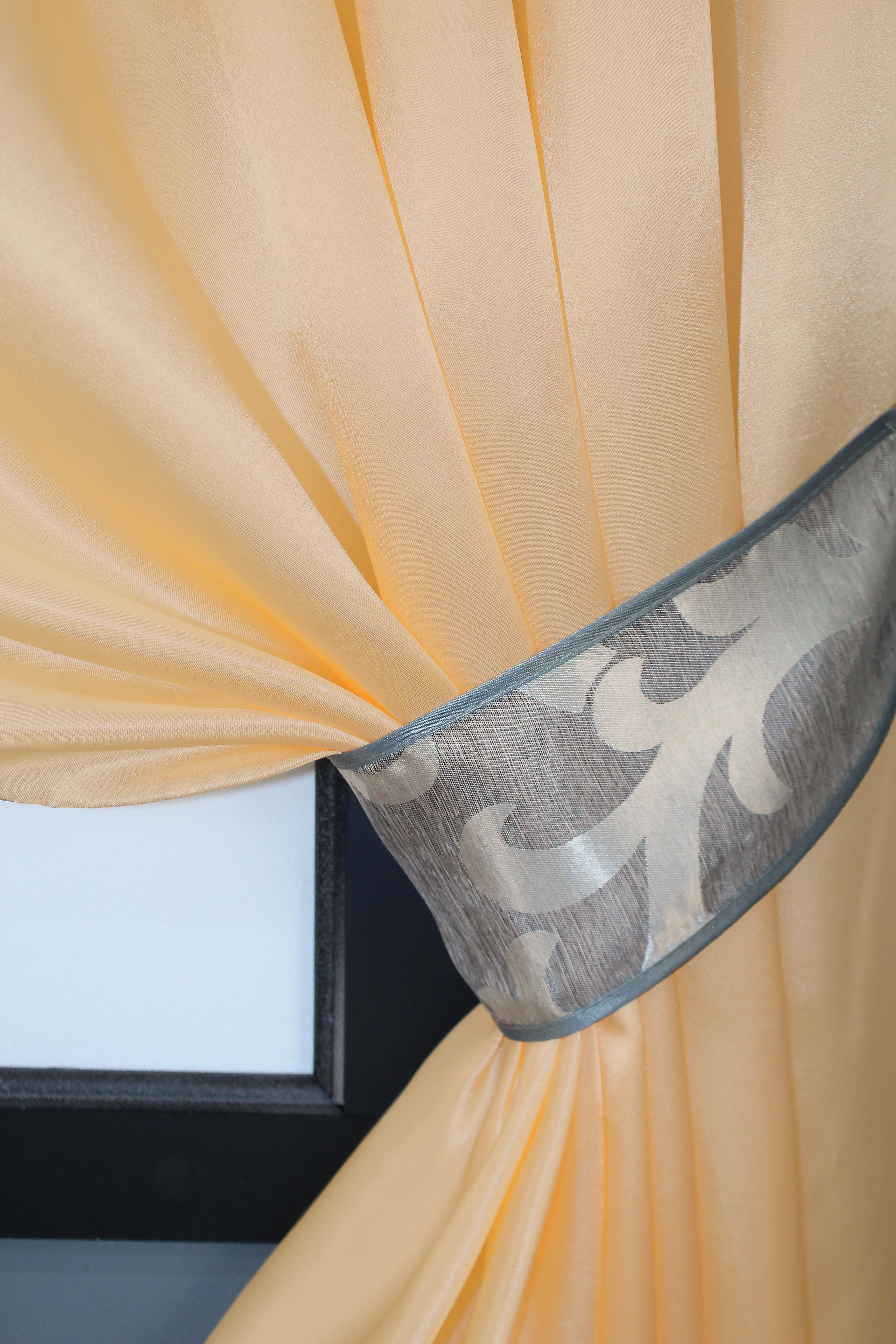 Штори кухонні VR-Textil №073к з ламбрекеном і підхватами 270х170 см Персиковий/Сірий (52-0200) - фото 3