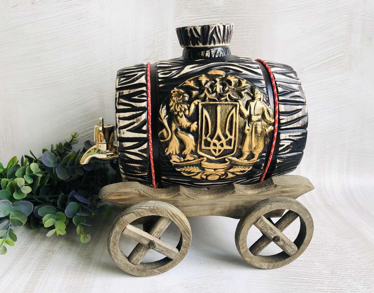 Бочонок керамический с краном декором Герб 3 л - фото 3 Бочонок керамический с краном декором Герб 3 л - фото 3