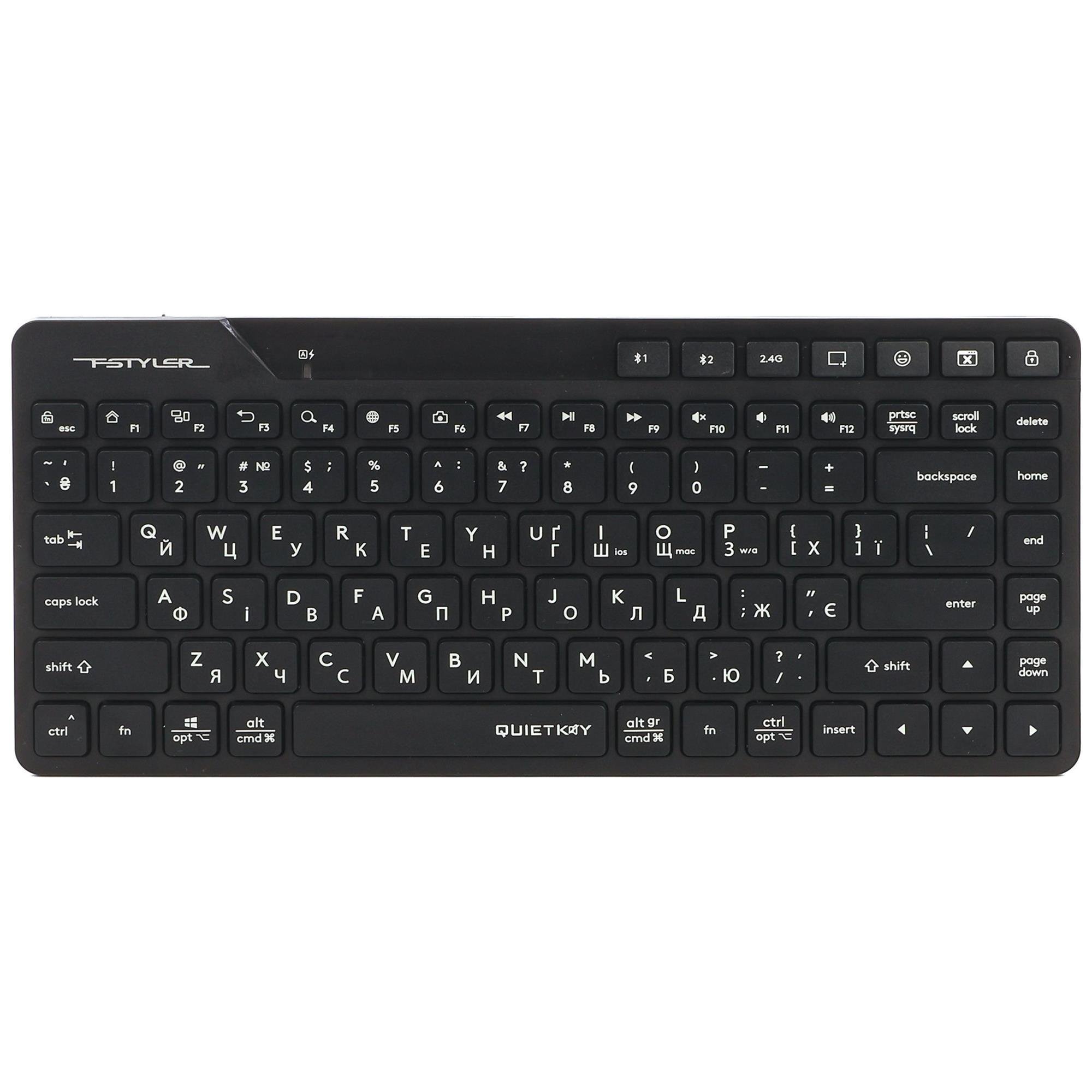 Клавиатура беспроводная A4Tech FBK26C AS Bluetooth/2,4 ГГц мембранная ENG/UKR Black (FBK26C AS Black)