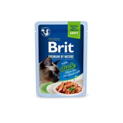 Корм влажный Brit Premium Delicate Fillets in Gravy Duck для стерилизованных кошек 85 г