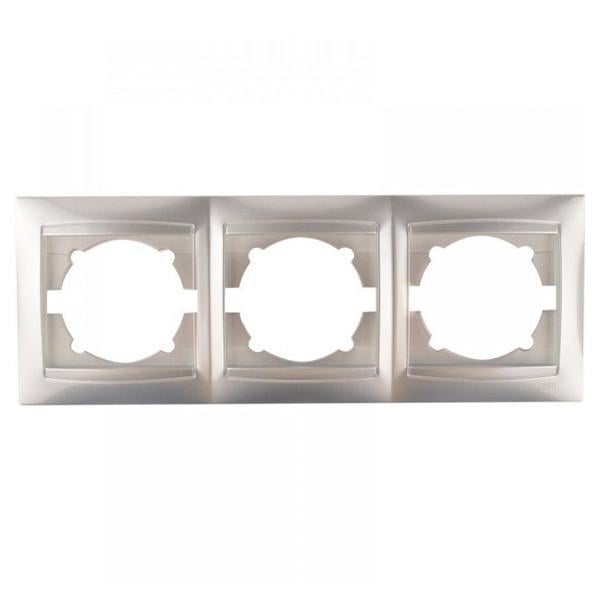 Рамка тримісна горизонтальна Lemanso Сакура Срібний (LMR1312)