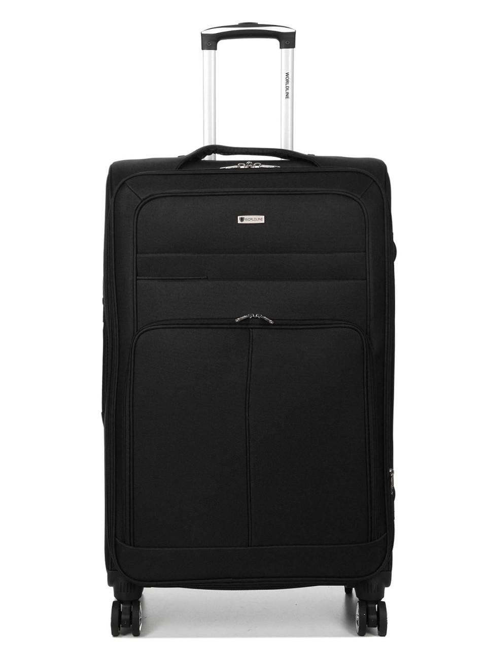 Чемодан большой Worldline ткань L 79х49х32 + 5 см 111 л 4,2 кг Черный (619)