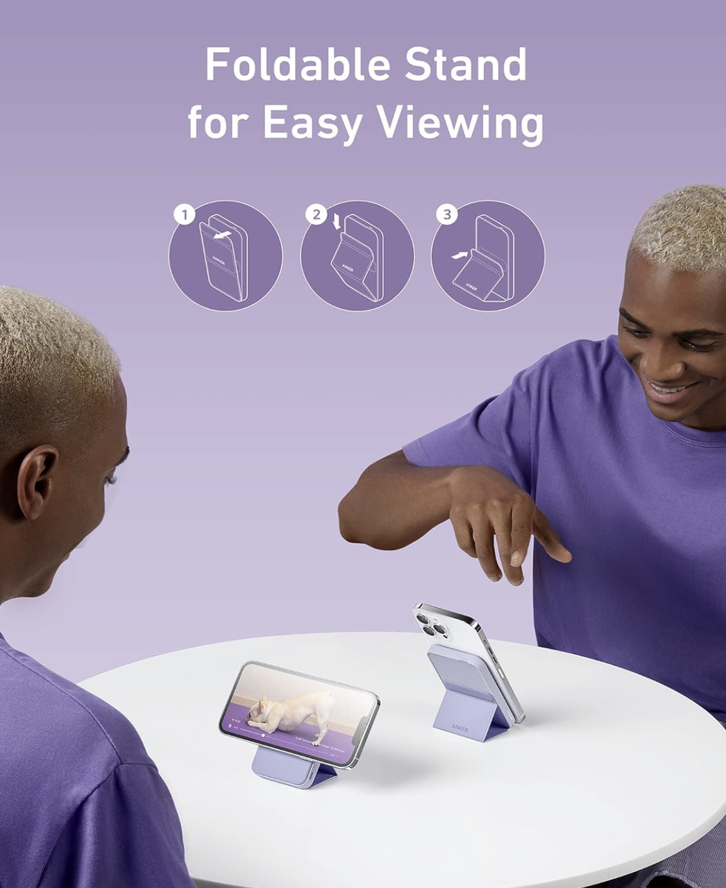 Батарея магнитная с подставкой Anker 622 Magnetic Magsafe iPhone 16/16 Pro/16 Pro Max iPhone 15/14/13/12 Series 5000 mAh Purple (2083974092) - фото 5