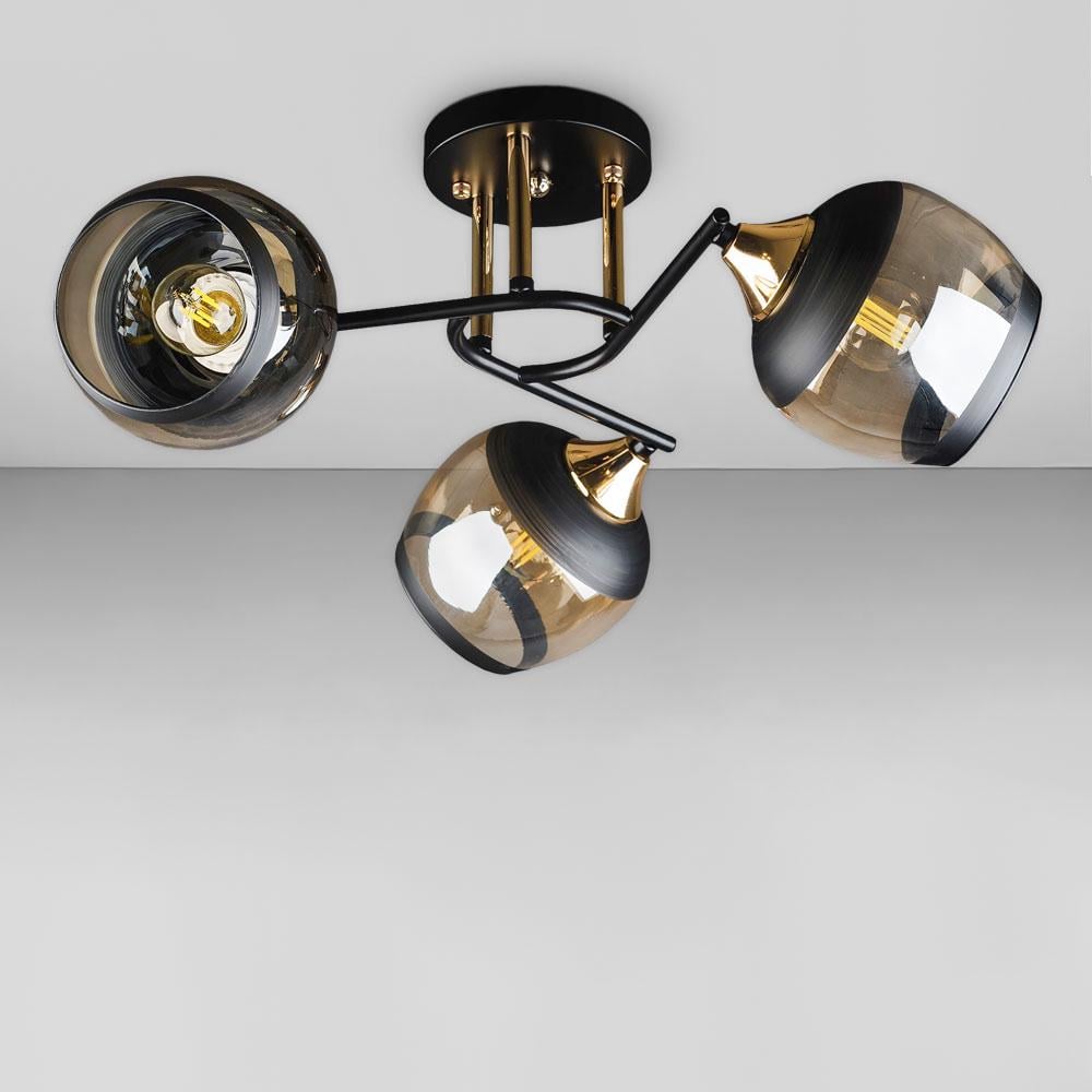 Люстра стельова Light House DL-18658/3 Чорний із золотом/Чорний/Шампань