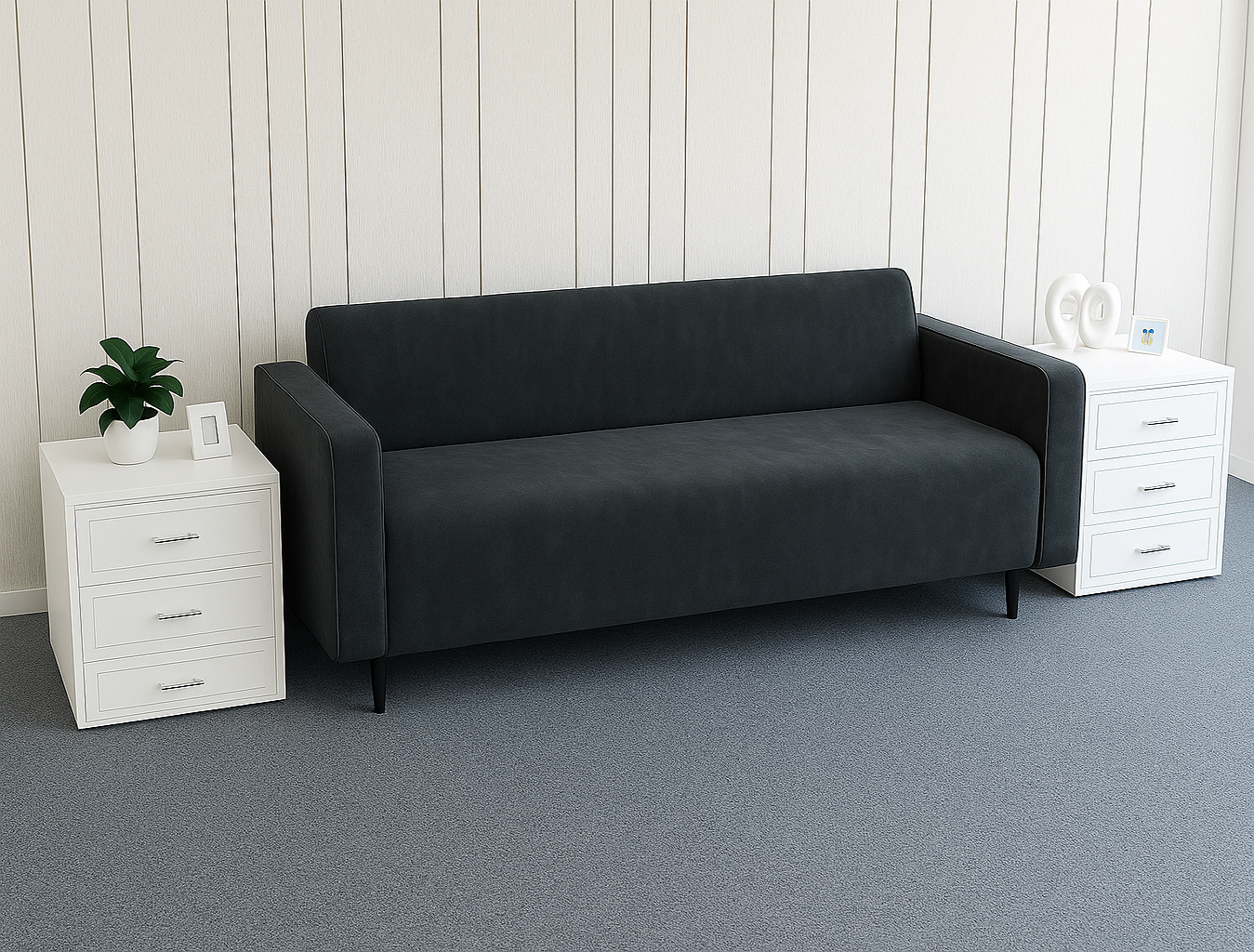 Диван офисный Tobi Sho Тайм с подлокотниками велюр Крокус 1760х680х770 мм Графит (Графит/97) - фото 1