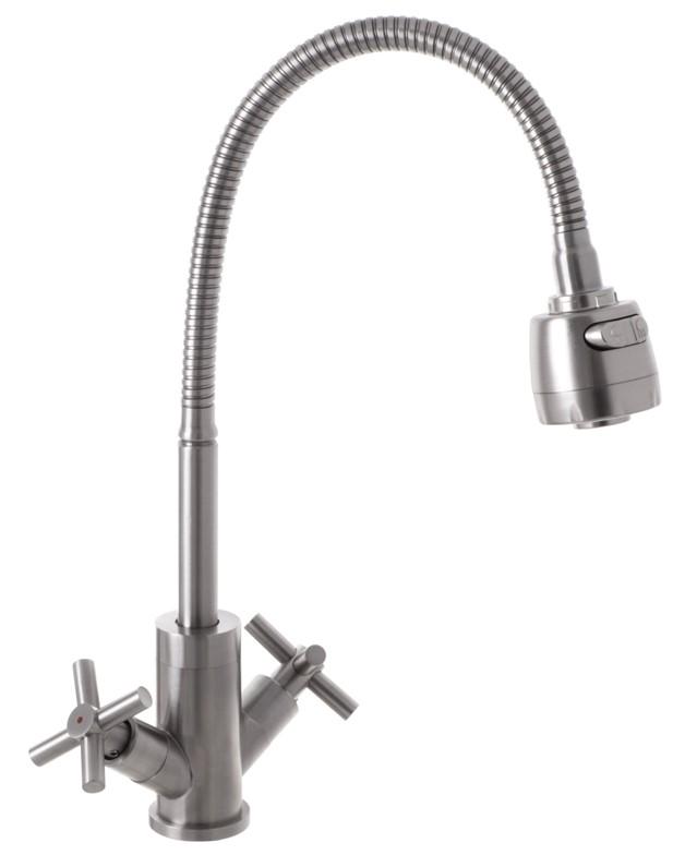 Змішувач для кухні MIXXUS DVE 011 з гнучким виливом SS2823 (37205)