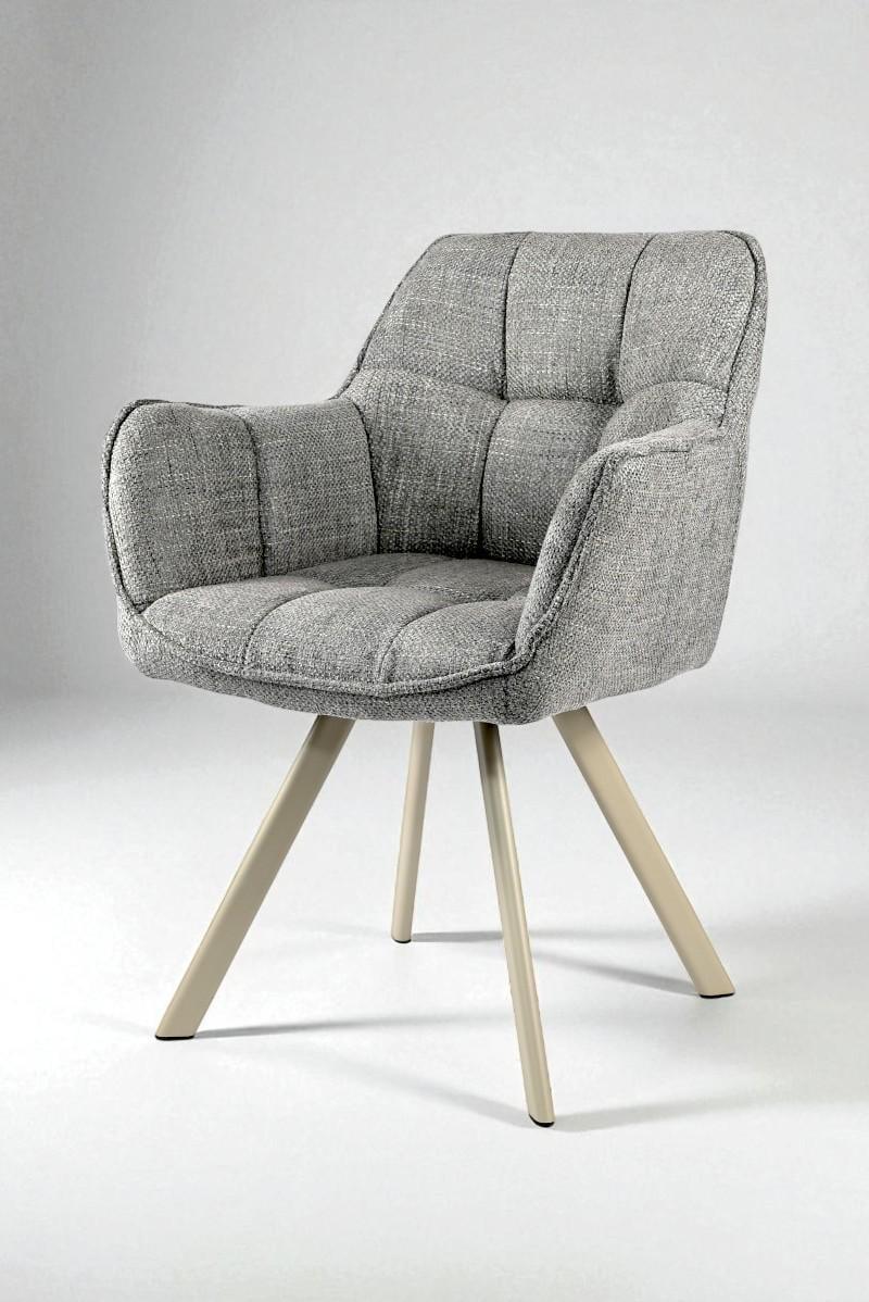 Обеденный стул с подлокотниками и спинкой Осло М-235 ткань 850х600х610 мм Серый агат/Капучино (6236)