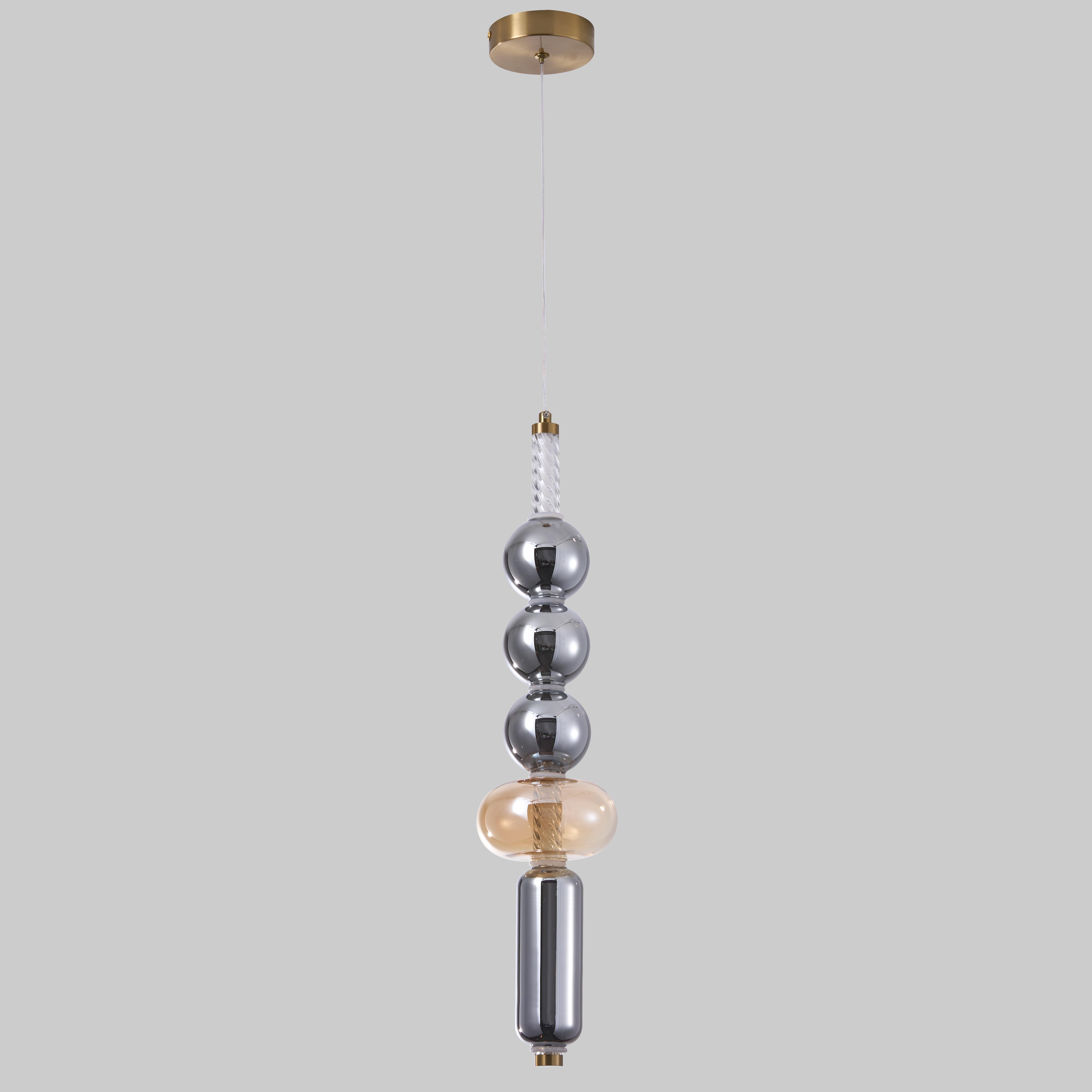 Светильник подвесной стеклянный 8W Бронзовый (88-P68145 AB+AM+SM)