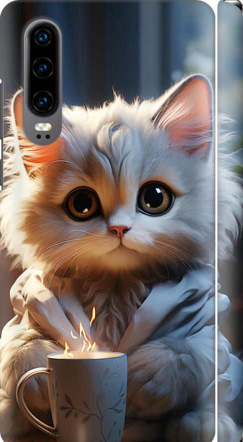 Чохол на Huawei P30 Білий кіт (5646m-1622-42517)