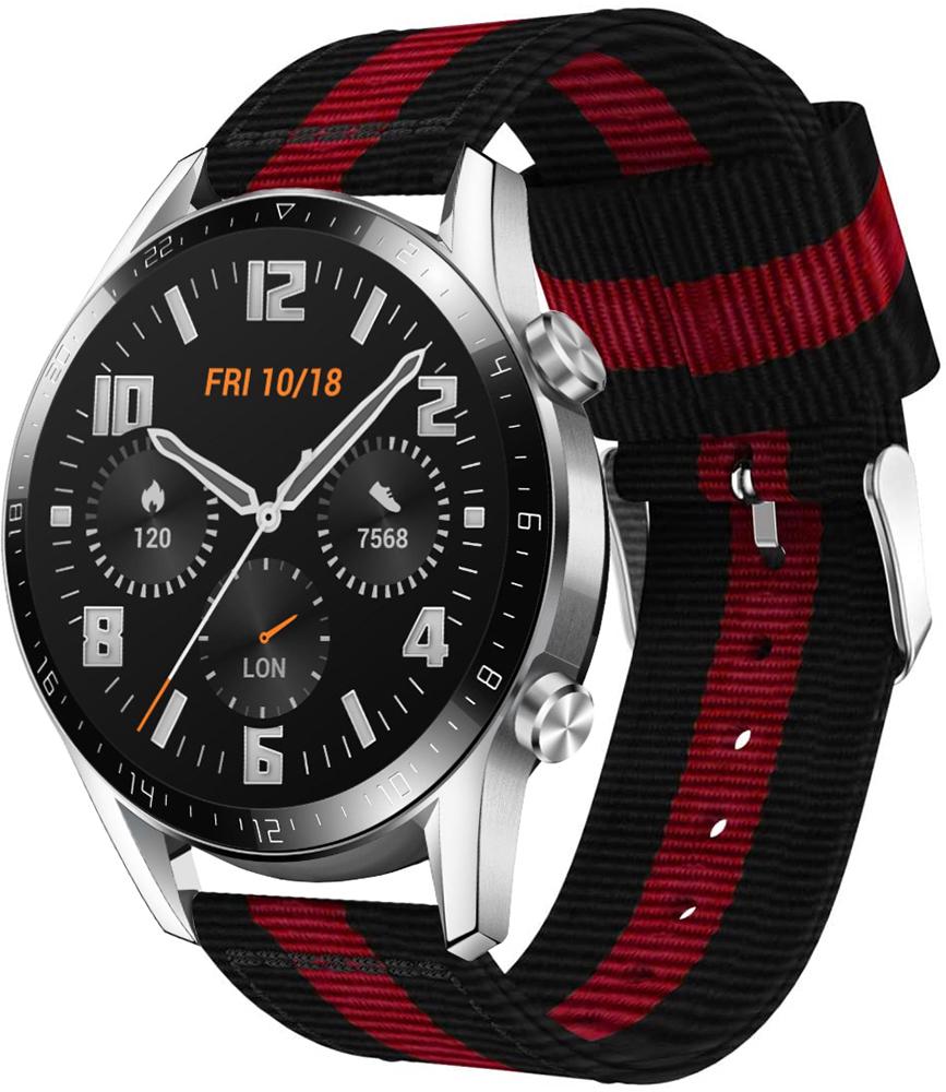 Ремешок тканевый Canvas для Huawei Watch GT 2 46 мм Black/Red (19662)
