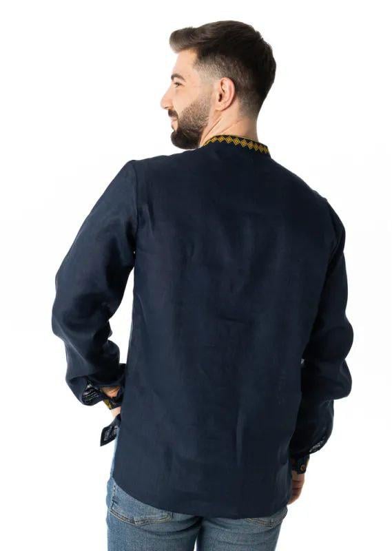 Вышиванка мужская р. 50 Темно-синий (436) - фото 4 Вышиванка мужская р. 50 Темно-синий (436) - фото 4