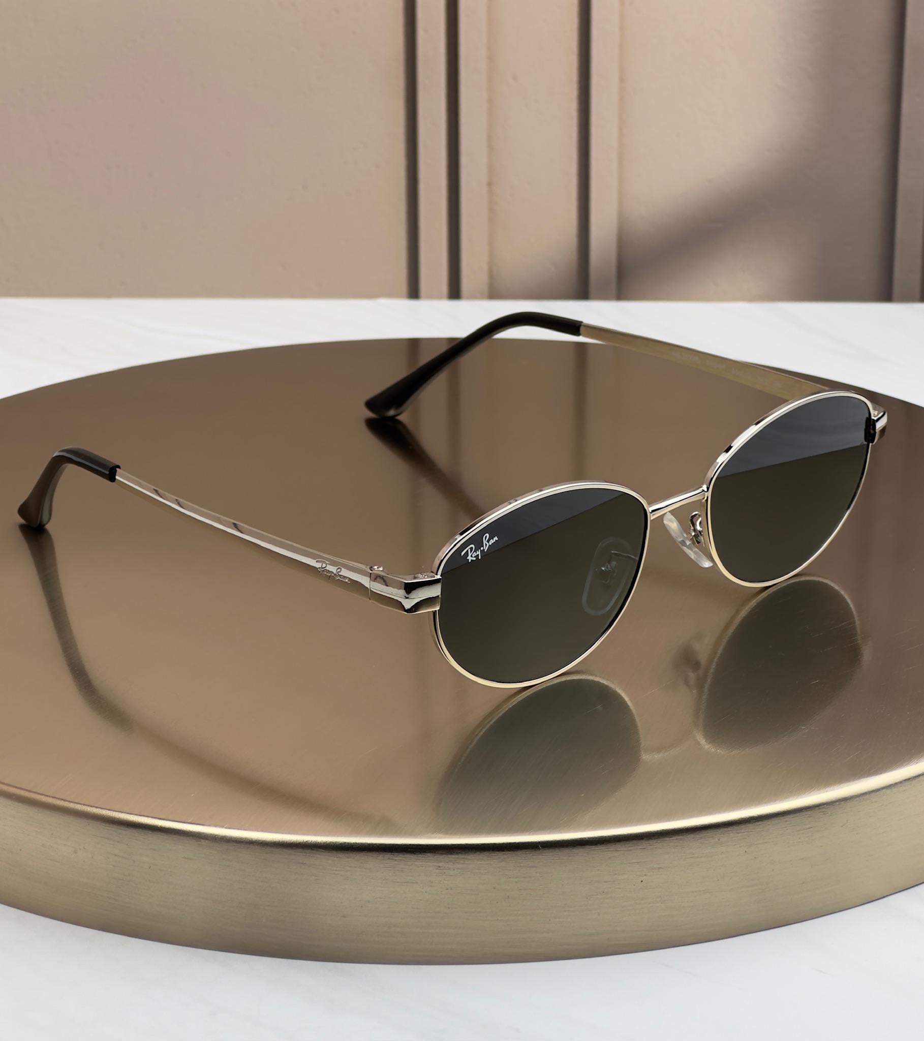 Солнцезащитные очки RAY-BAN RB3774D темная серо-зеленая линза овальная Серебряный