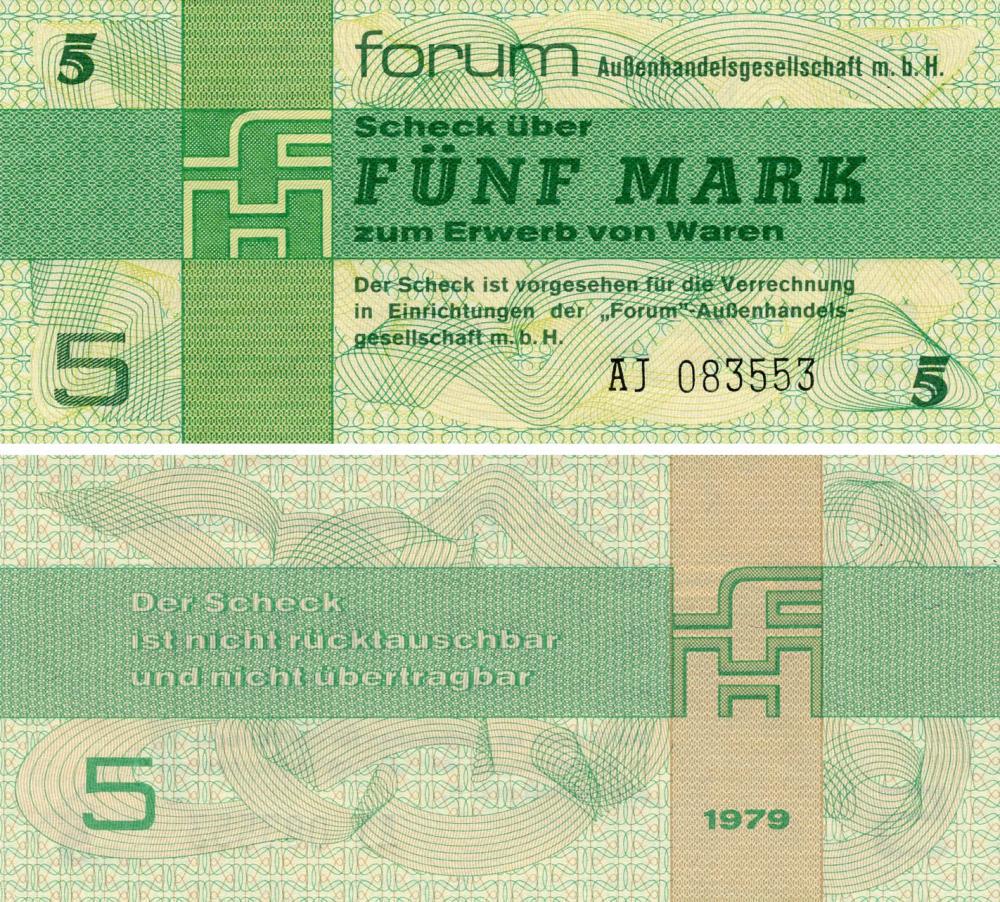 Колекційна банкнота Німеччина 5 марок 1979 UNC НДР PFX3 (Б18117)
