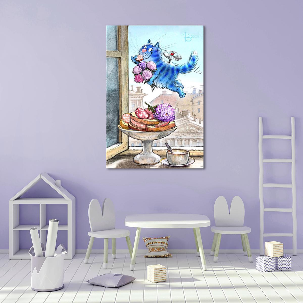 Модульная картина Кот Карлсон 1 модуль 70x105 см