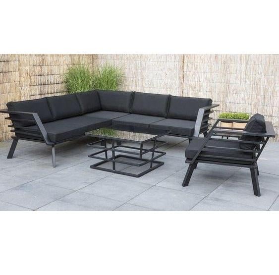 Комплект уличной мягкой мебели в стиле Loft с металлическим каркасом Черный (KS-1015)