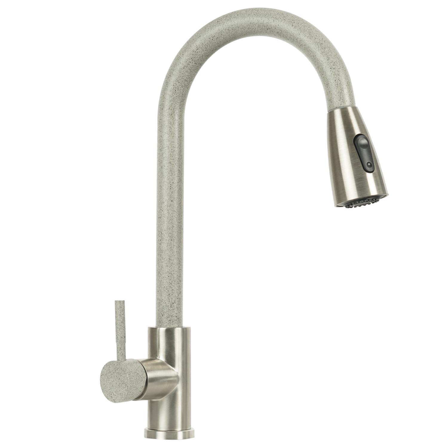 Смеситель для кухни Platinum KT 8203 8614 PLS-A34194 с видвижной лейкой Серый (158538)