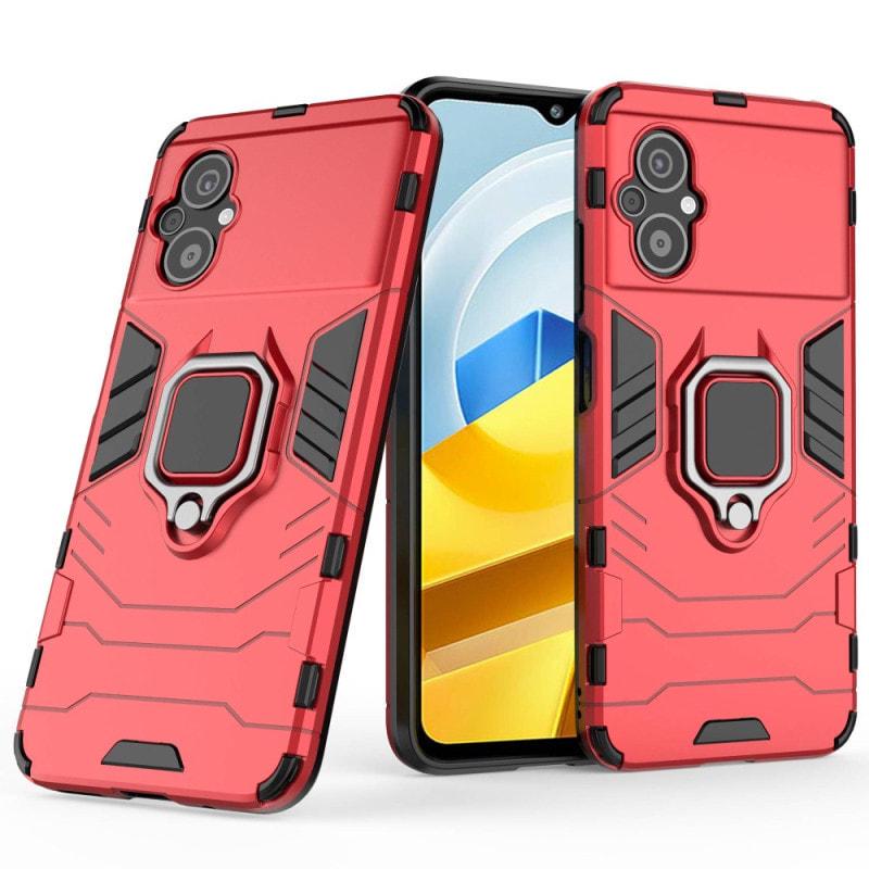 Противоударный чехол Xiaomi Poco M5 (подставка кольцо) Red (30748-2D)