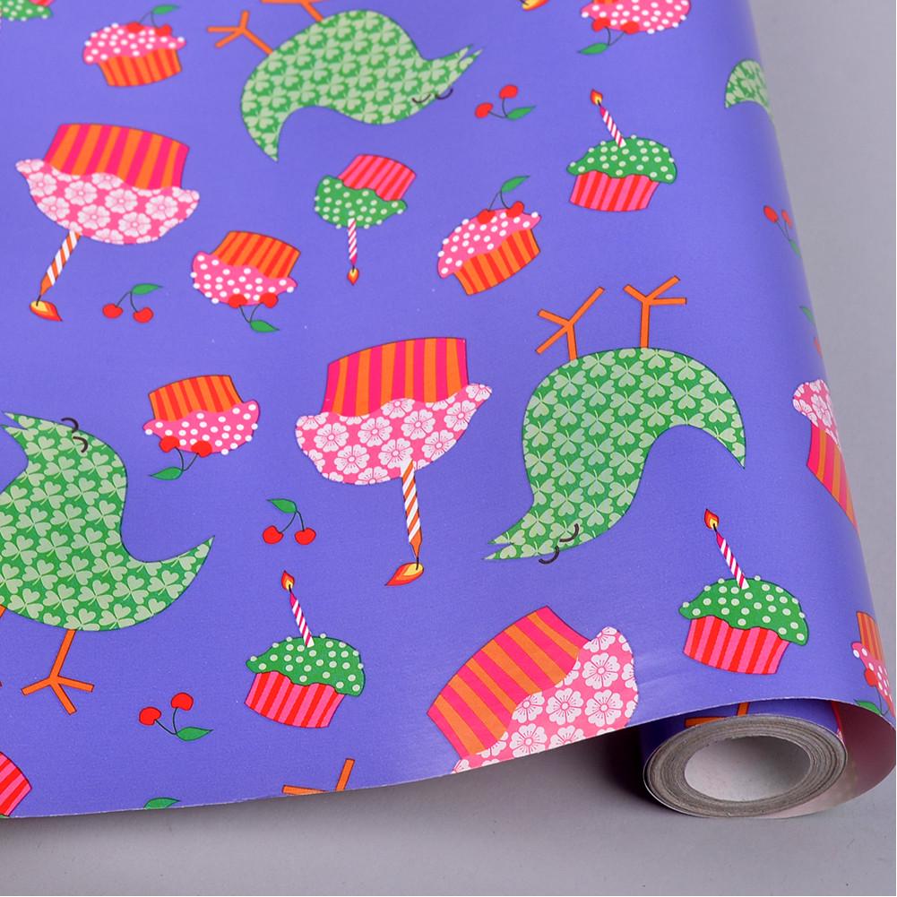 Бумага подарочная Кекс и Птичка 70 см 10 м (468-229)