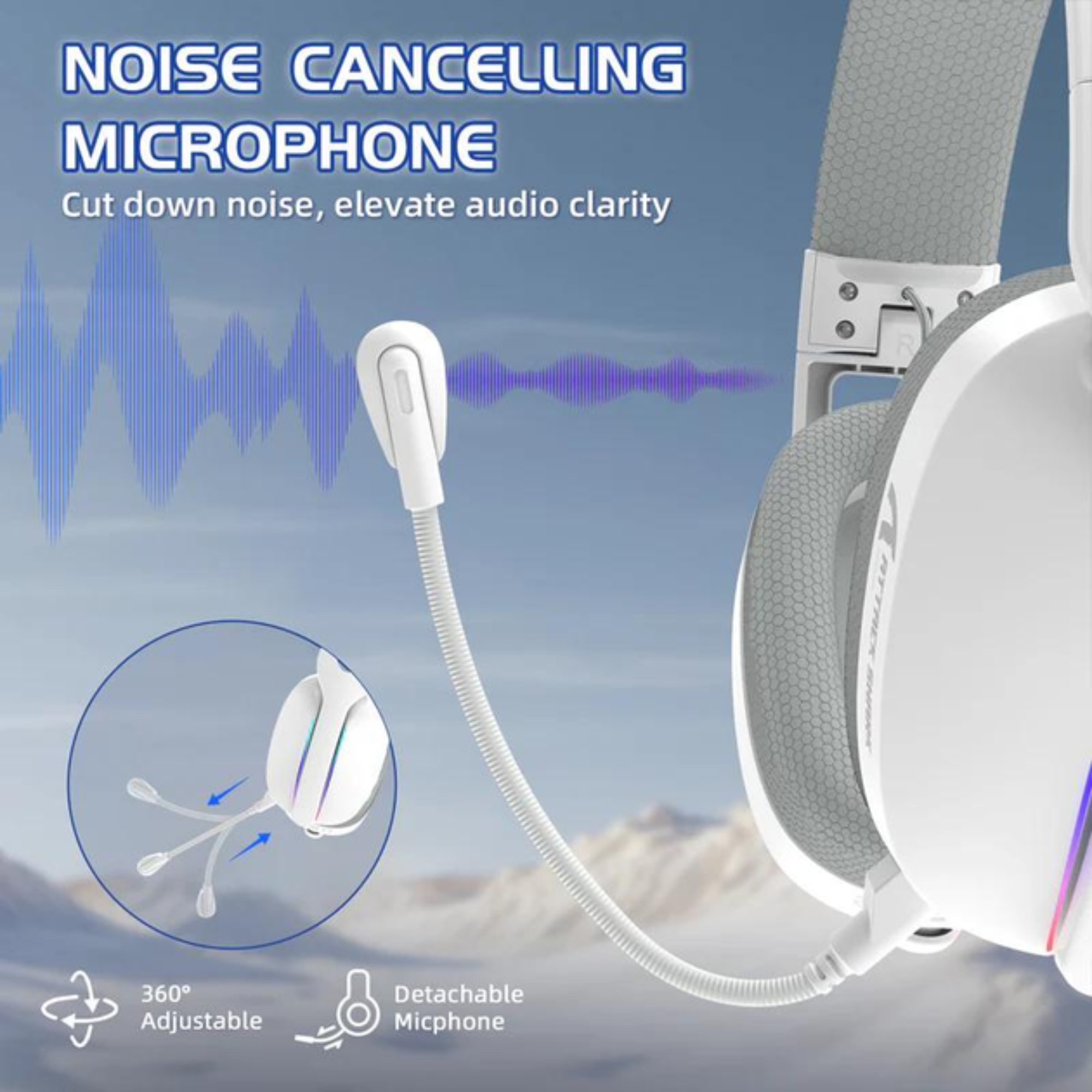 Гарнитура беспроводная Attack Shark Bluetooth/2,4G L90 RGB 7.1 PC/PS4/PS5/Switch/Xbox White (25860541) - фото 4