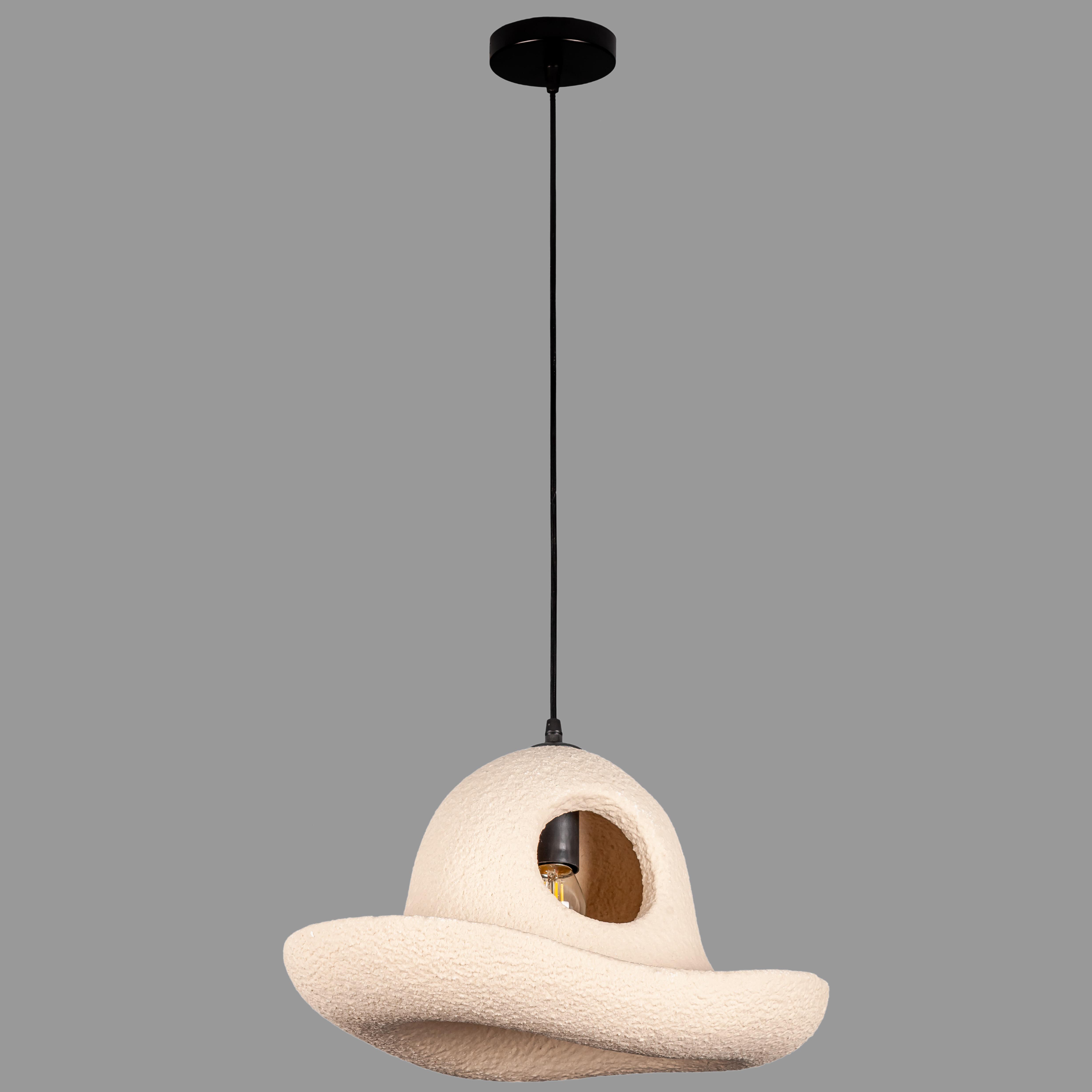 Люстра подвесная гипсовая Шляпа Wabi-Sabi 40 см (909-XL3579 (400) BEIGE)
