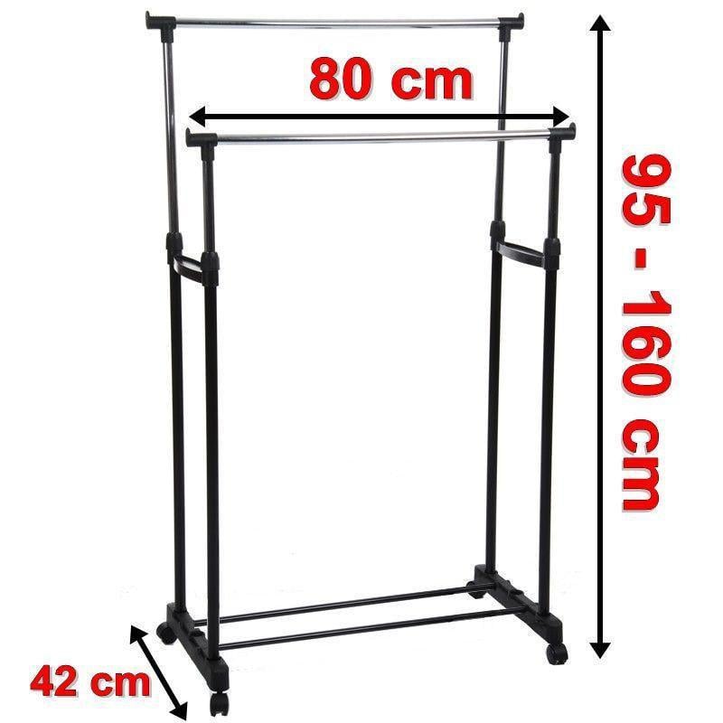 Вешалка стойка для одежды Double Bar Rack Hight Ajustable напольная двойная 30 кг (FG2) - фото 10