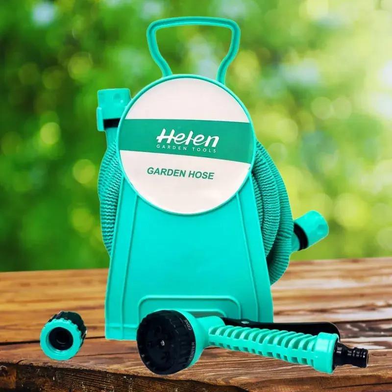 Шланг для полива с катушкой и распылителем Helen Garden Tools M-17120 с 7 режимами растягивающийся 15 м (M-17120) - фото 2