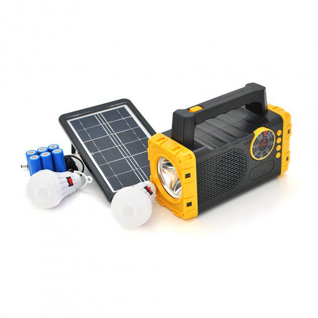Переносной фонарь RT907BT Solar 2 режима радио/Bluetooth колонка/3 лампочки 3W Black/Yellow (DR011685)