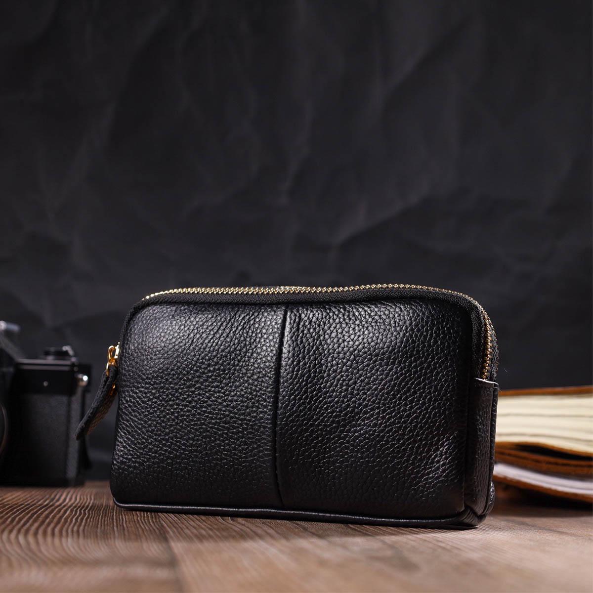 Клатч-кошелек женский Vintage Women Wallet 22088 из натуральной кожи Черный (56289) - фото 7